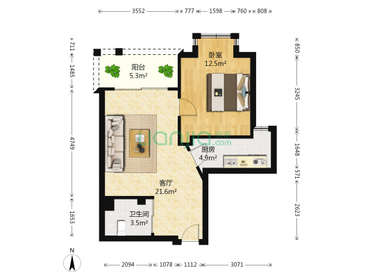 锦绣江南 1室1厅1卫 59平方