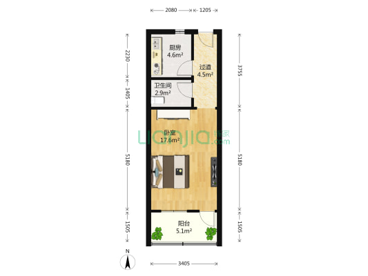 建国小经三路20号 1室0厅1卫 41平方