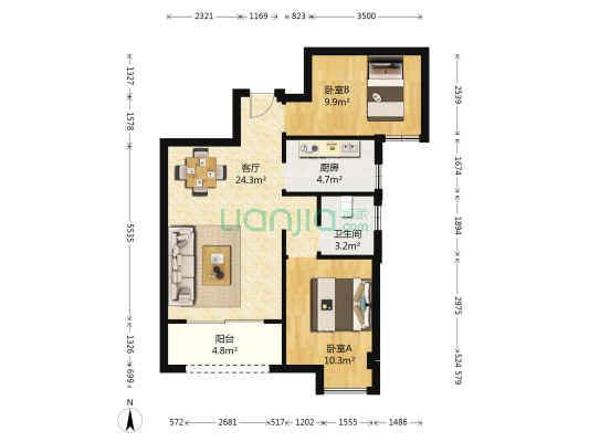 中澳城 2室1厅1卫 73平方