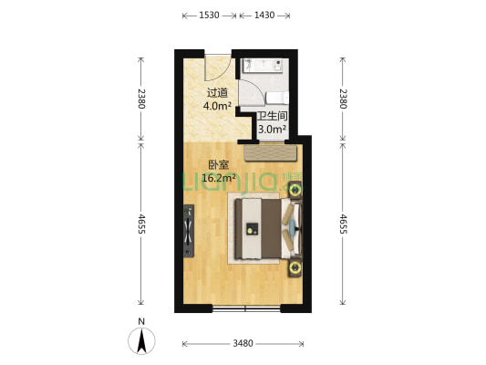 安天大厦 1室0厅1卫 40平方