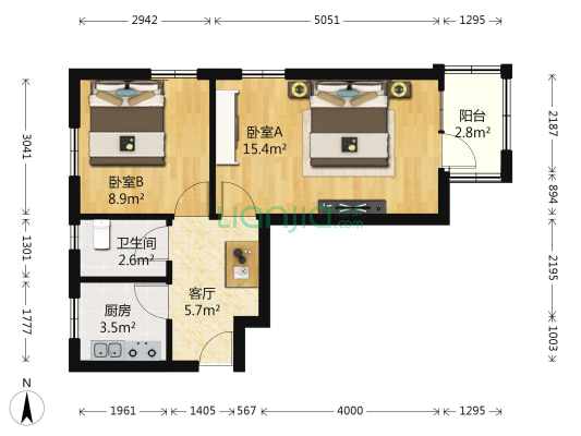 椿树馆街 2室1厅1卫 48平方