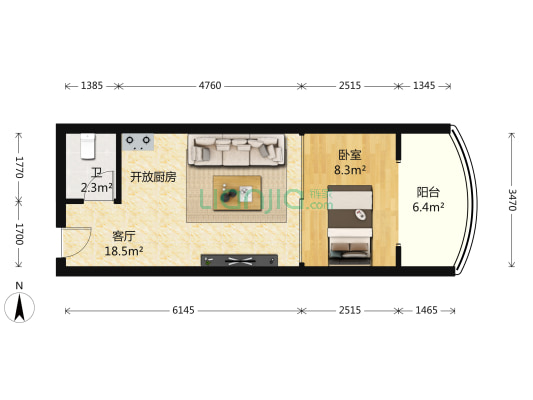 碧盛苑 1室1厅1卫 41平方
