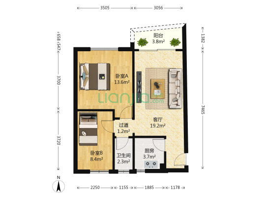 翠福居 2室1厅1卫 66平方