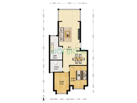 枫丹园 2室1厅1卫 84平方