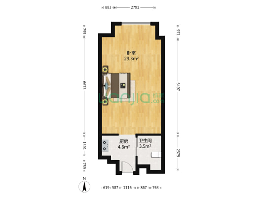 阳光100 1室0厅1卫 51平方