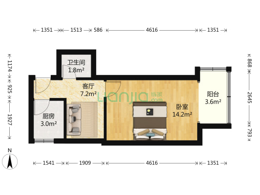 状元境 1室1厅1卫 39平方