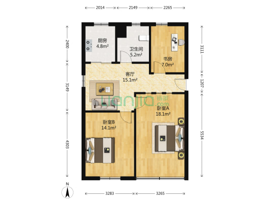 新庄二村 3室1厅1卫 18平方