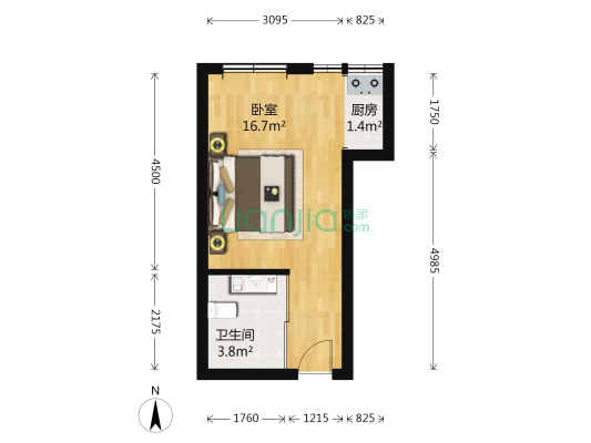 完美空间 1室0厅1卫 36平方