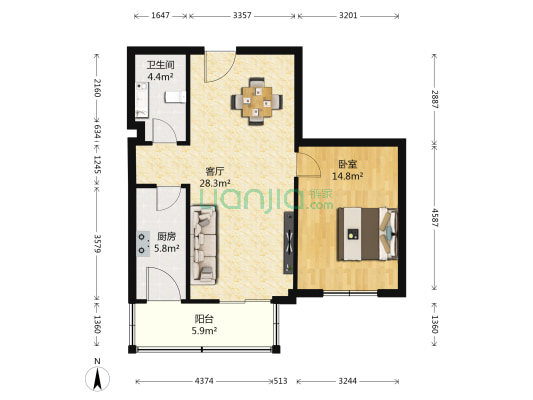 欣居园 1室1厅1卫 76平方