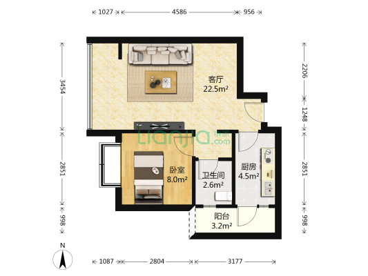 皇经楼新居二期A区 1室1厅1卫 53平方