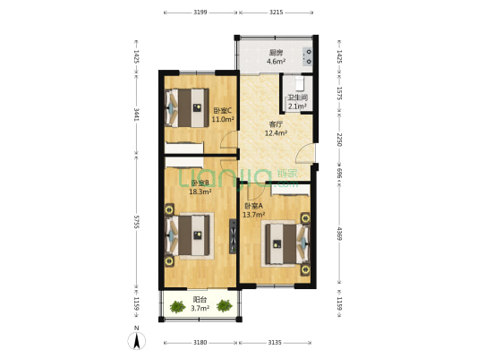 圆明路交通局宿舍 3室1厅1卫 79平方