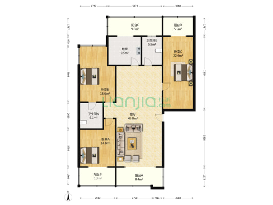 东二道街54号 3室1厅2卫 178平方