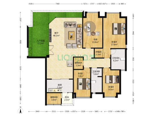 雍景轩 4室1厅2卫 190平方