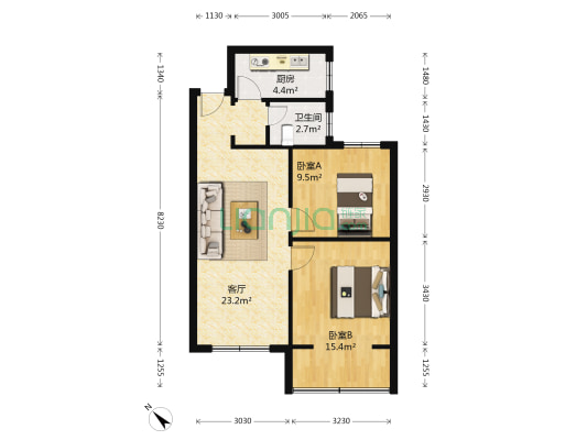清溪南街9号 2室1厅1卫 63平方