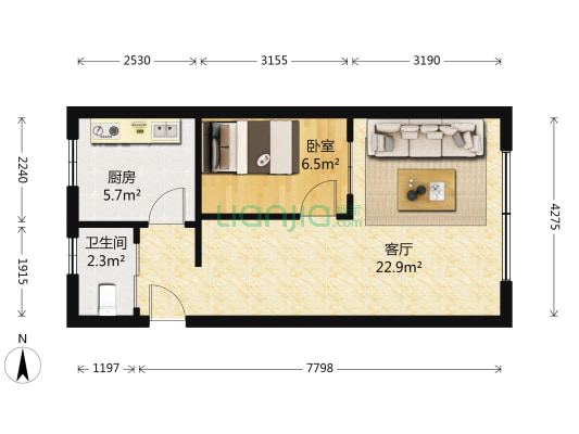 六〇七队地质家园 1室1厅1卫 51平方
