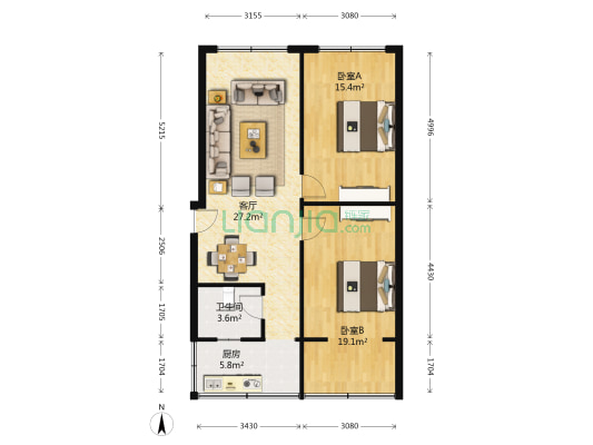 群和街9号 2室1厅1卫 79平方