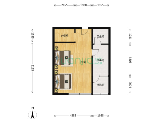 东环路1号楼 1室0厅3卫 49平方