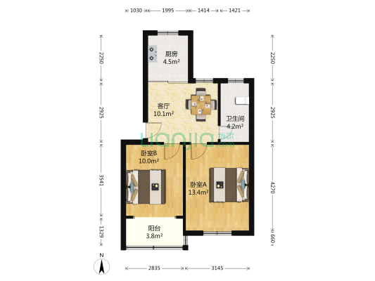 相门后庄6号 2室1厅1卫 60平方