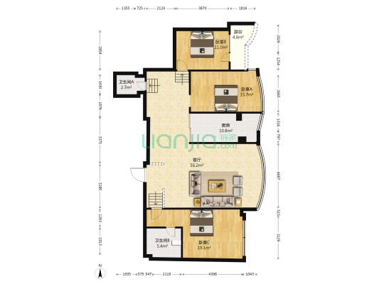 四海一家 3室1厅2卫 150平方