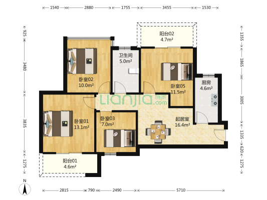 保利心语十期 4室1厅1卫 93平方