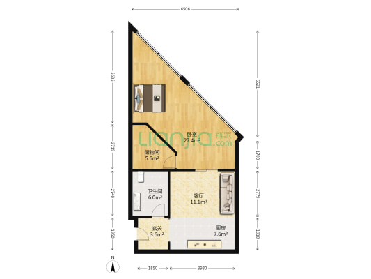 世贸白金公馆 1室1厅1卫 102平方