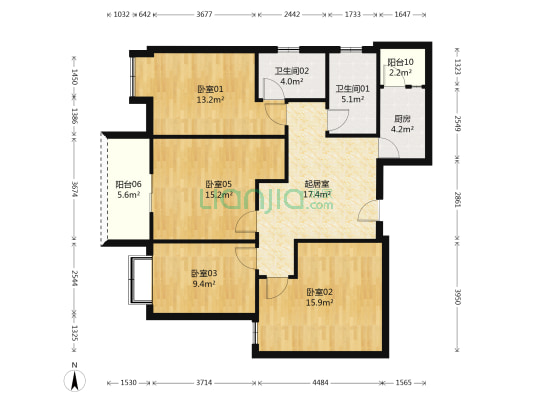 望江华庭 4室1厅2卫 119平方