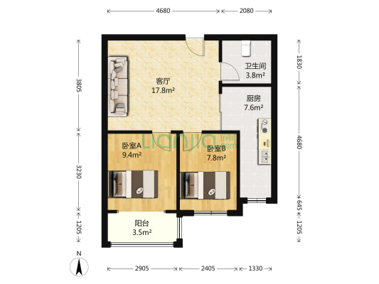 外滩叁号 2室1厅1卫 68平方