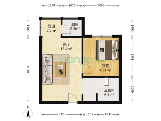 金宇蓝苑 1室1厅1卫 49平方