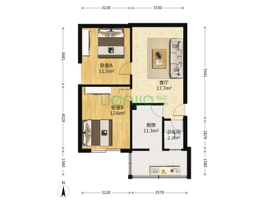 石人中巷3号 2室1厅1卫 86平方