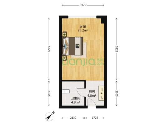 金隅空港公馆 1室0厅1卫 50平方