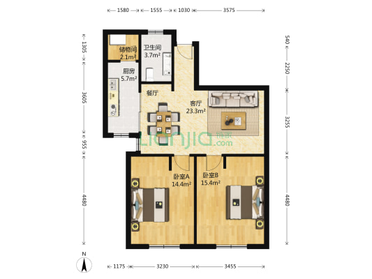 静安恬园 2室1厅1卫 83平方
