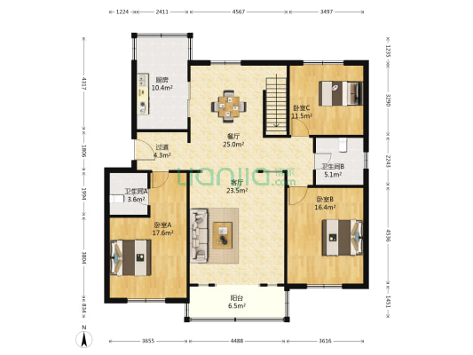 彩虹新村 3室2厅2卫 140平方