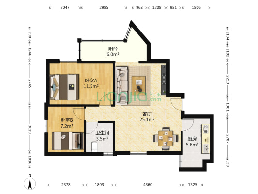珠江花园 2室1厅1卫 79平方