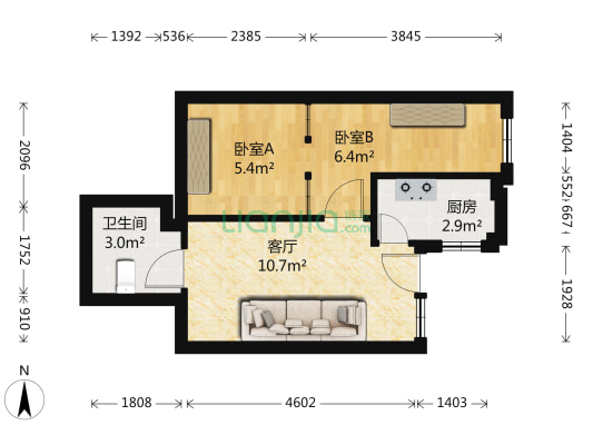 聚龙花园 2室1厅1卫 38平方