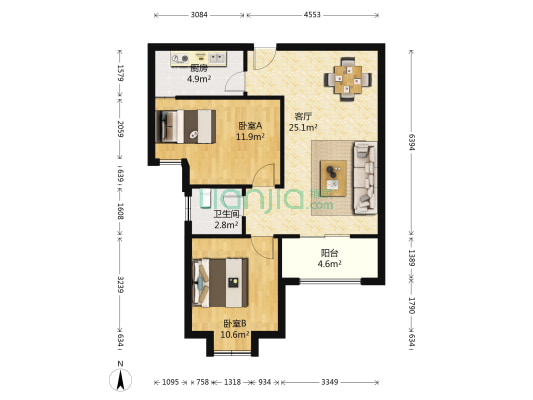 中建福地星城 2室1厅1卫 79平方