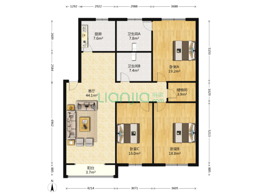 紫瑞街93号 3室1厅2卫 142平方