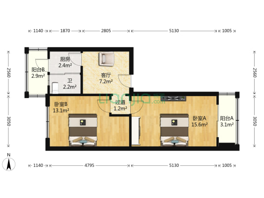 安图社区 2室1厅1卫 64平方