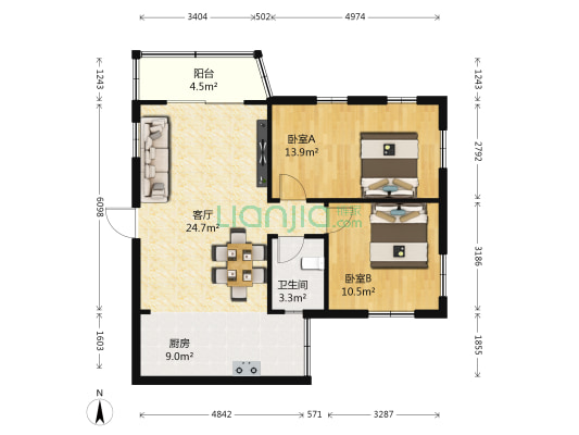 乐城花园 2室1厅1卫 63平方