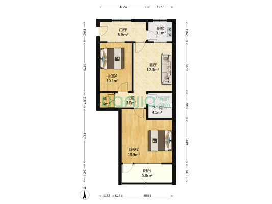 燕子山路41号 2室1厅1卫 70平方