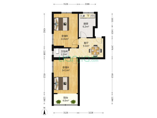 宜阳路 2室1厅1卫 68平方