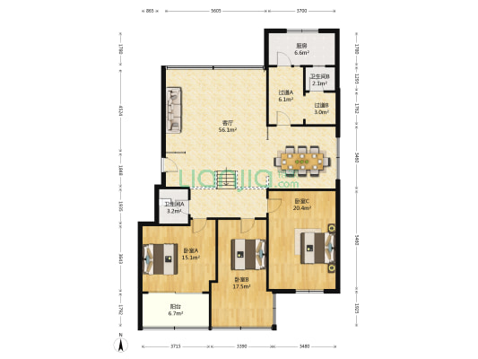 中国人寿公司宿舍 3室1厅2卫 159平方