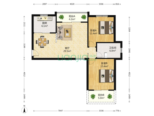 凯旋名苑 2室1厅1卫 100平方