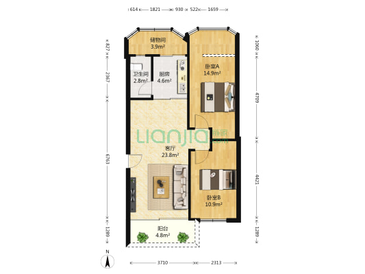 农行楼 2室1厅1卫 75平方
