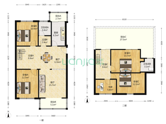 樱花社区 5室2厅2卫 110平方