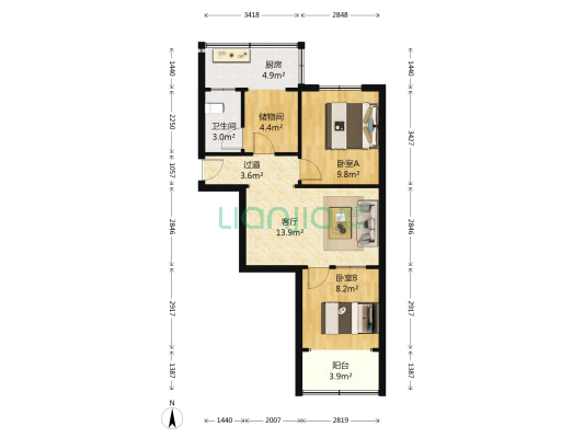 铁英街18号 2室1厅1卫 59平方