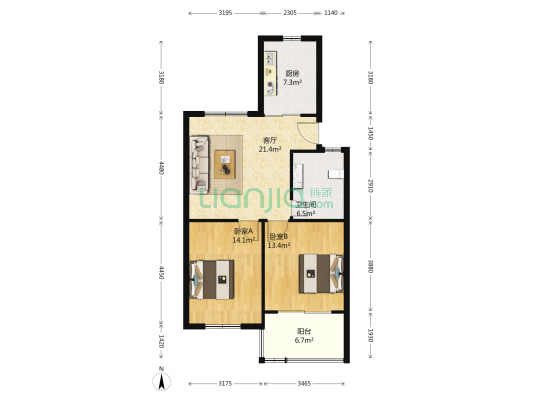 富成小区 2室1厅1卫 78平方