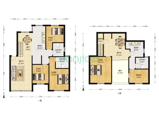 兰亭苑 4室3厅3卫 113平方