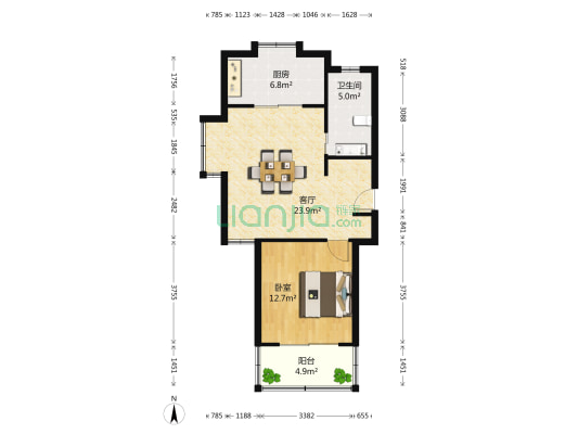 古桐二村 1室1厅1卫 62平方