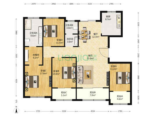 世茂拾贰府 4室2厅3卫 183平方