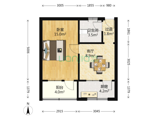 住宅公司 1室1厅1卫 53平方